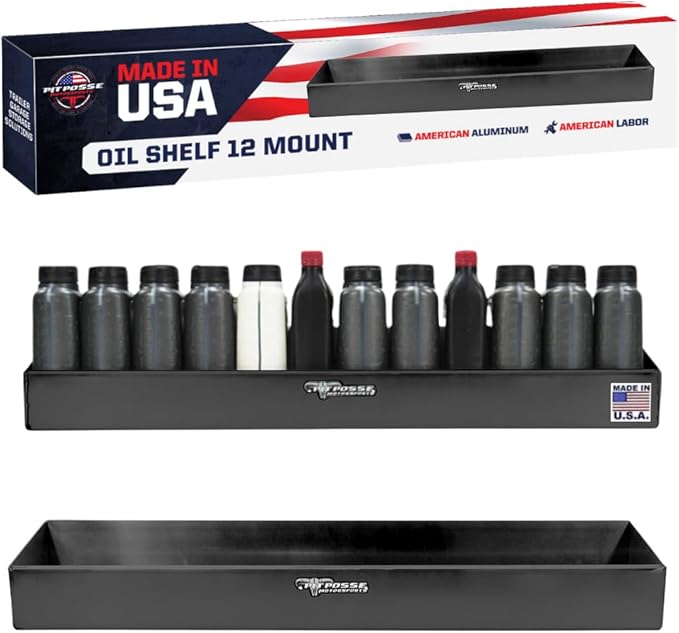 Pit Posse 443BK Oil Shelf 12 Quart Bottle Holder Storage Organizer Caddy 32&q...
