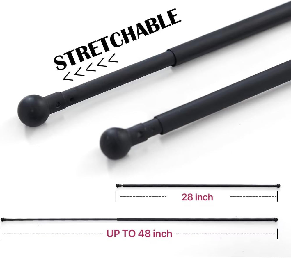 JINCHAN French Door Curtain Rods, No-Drill Adjustable Black Curtain Rods with...