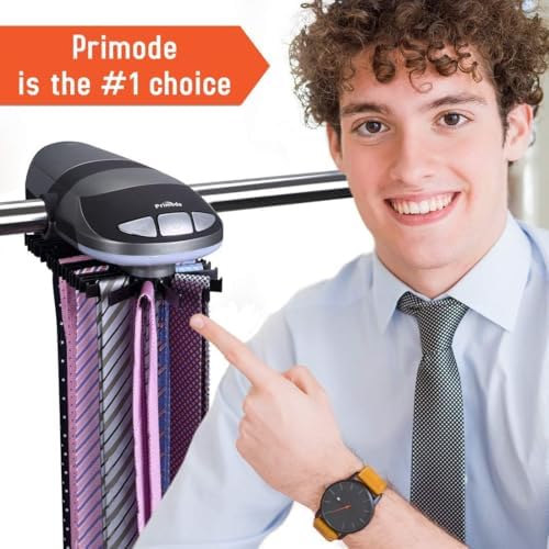Motorized Tie Rack Closet Organizer, Holds & Displays Up to 50 Ties + 4 B...