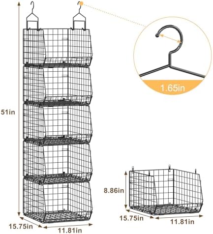 Capacity Upgrade Edition Deeper 4'' 5 Tier Foldable Hanging Closet Or...