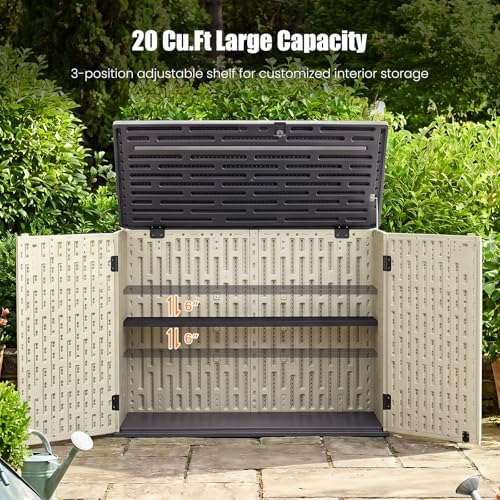 Tangkula 20 Cu.Ft Large Outdoor Storage Cabinet w/Adjustable Shelf