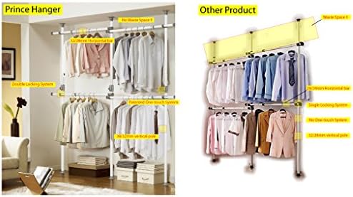 PRINCE HANGER Tension Pole Closet System โ No-Renovation Hanging Storage Rack...