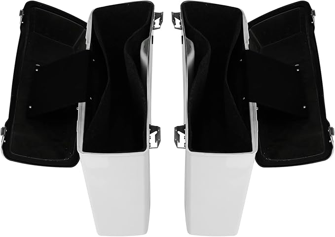 XFMT Motorcycle Saddlebags White Hard Saddle Bags Trunk