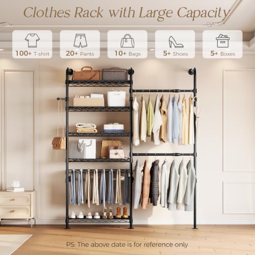 Closet Organizers Wall Mounted Closet System, 2-Row Heavy Duty Garment Clothe...