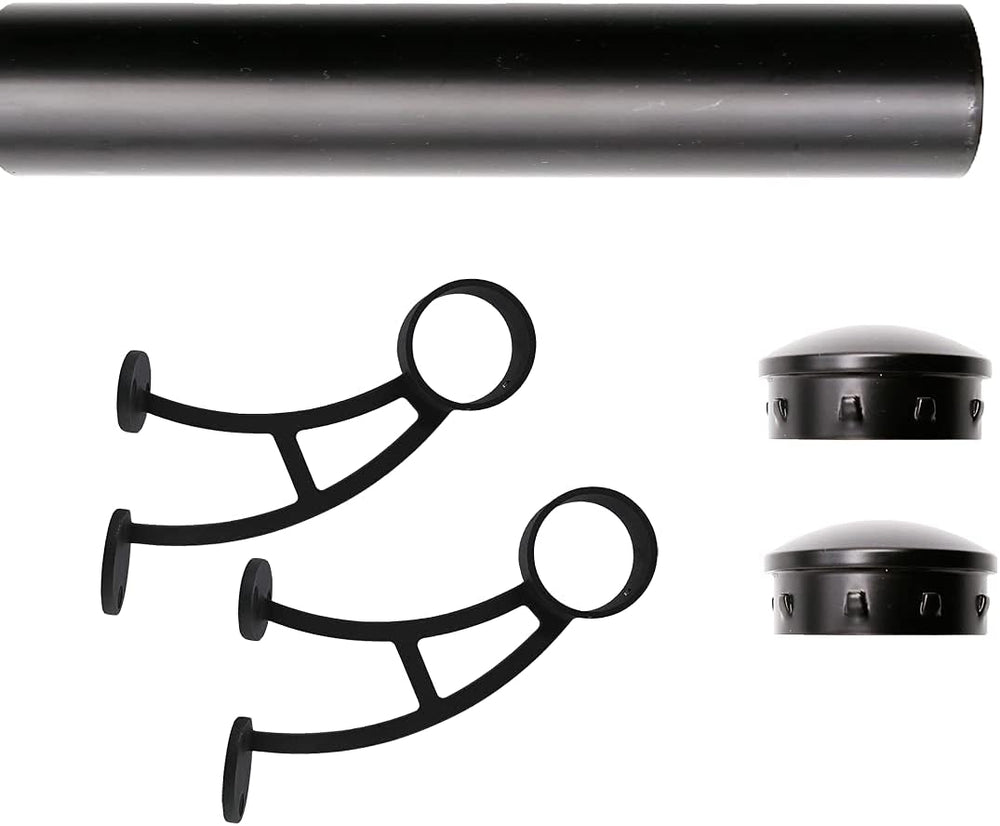 Solid Bar Mount Foot Rail Kit, 2" OD Matte Black Stainless Steel Tubing ...