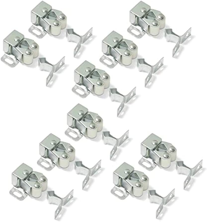 Emuca 1275505 Double Roller Catch for hinged Furniture Door, Set of 10 pcs