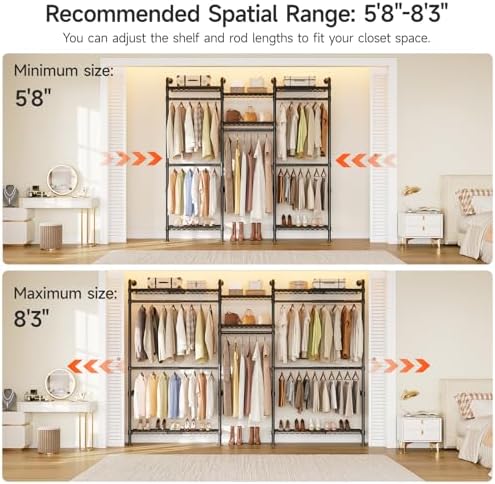 ONBRILL H3 Plus Expandable Wall Mounted Closet System Clothes Rack Black