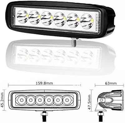 AUXTINGS 10 Pcs 6 inch 18W Spot LED Work Light Bar 12V 24V Off Road Car Drivi...