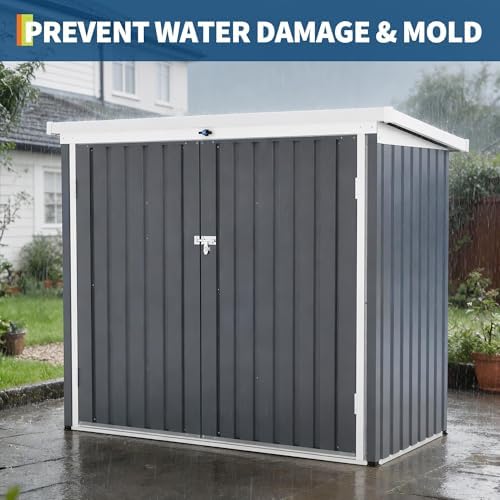 Garvee Outdoor Trash Storage Shed– 5.8x3.3 FT, Lock Latch, Sloped Roof