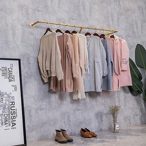 Industrial Pipe Wall Mounted Clothes Hanging Shelves System,Metal Clothing To...