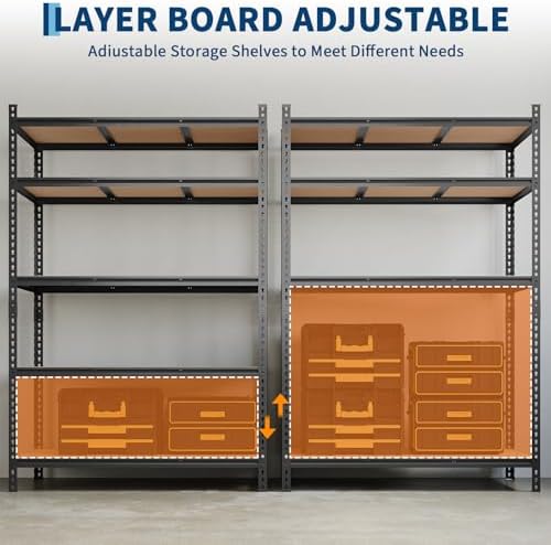 Garvee Storage Shelves 5 Tier Garage Shelving Heavy Duty Adjustable Metal She...