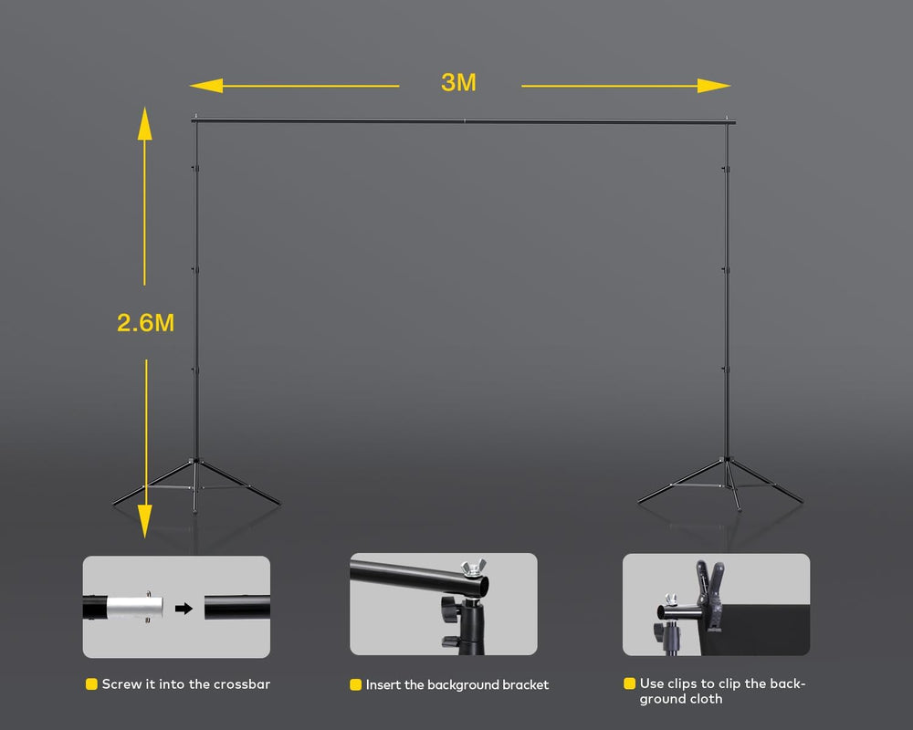 RALENO Photography Lighting Kit, 8.5x10ft Backdrop Stands with Green Screen