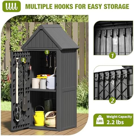 Outdoor Storage Shed, Waterproof Storage Cabinet with Ample Space, Sturdy Res...