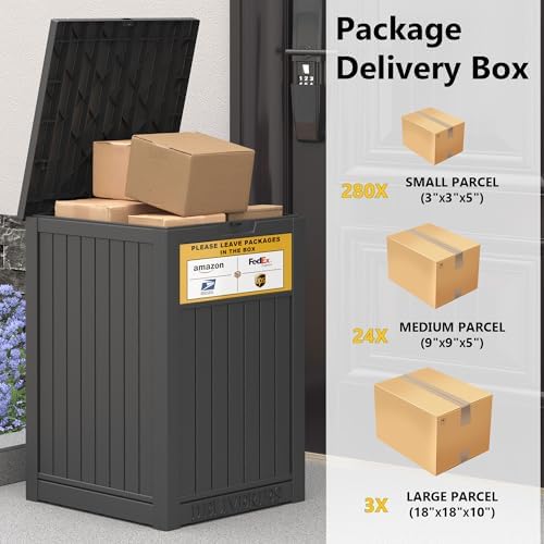 LHBGO Package Delivery Box for Outside, with Delivery Sign 48 Gallon Storage ...