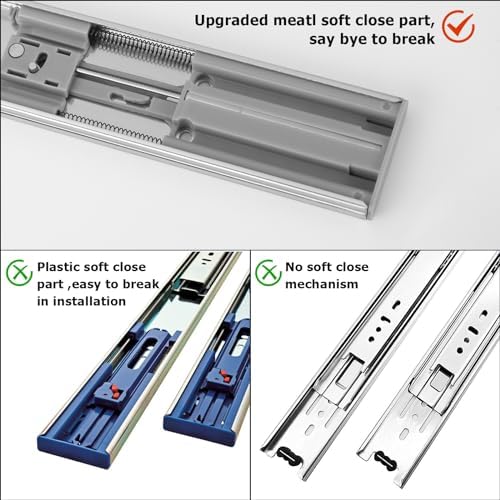 LONTAN 10 Pairs Soft Close Drawer Slides 18 Inch Heavy Duty Cabinet Rails
