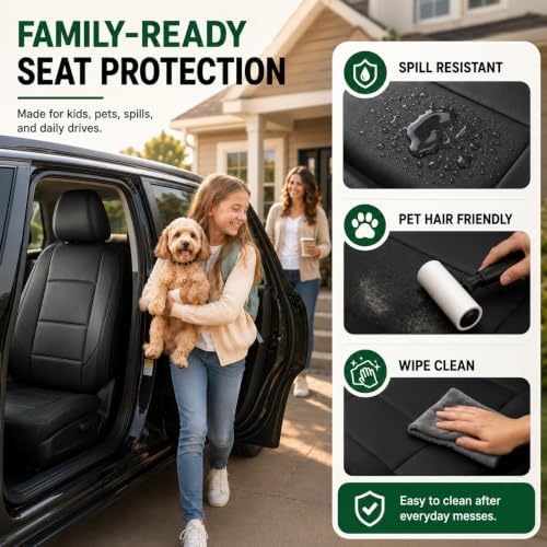 GIANT PANDA 2PCS Front Seat Covers for Chevy Silverado & GMC Sierra 1500 ...