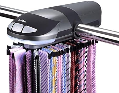 Motorized Tie Rack Closet Organizer, Holds & Displays Up to 50 Ties + 4 B...