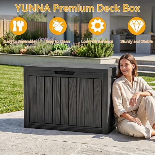 50 Gallon Outdoor & Indoor Deck Storage Box, Waterproof Lockable Patio St...