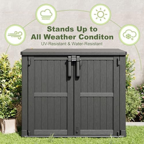 36 Cu Ft Resin Outdoor Storage Shed, Weatherproof Horizontal Outdoor Storage ...
