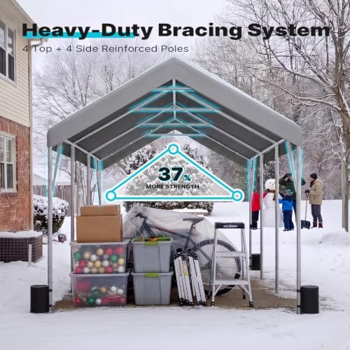 ADVANCE OUTDOOR 12x20 ft Heavy Duty Carport Potable Car Canopy Garage Party T...