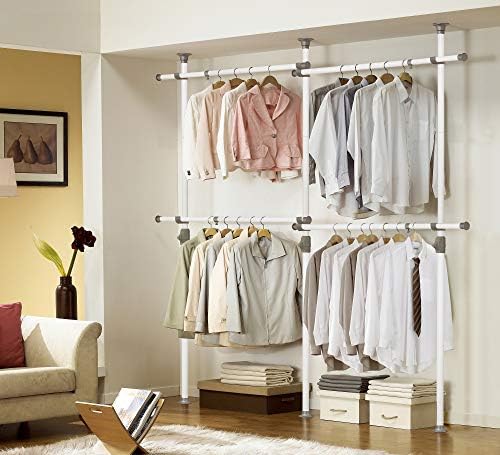 PRINCE HANGER Tension Pole Closet System โ No-Renovation Hanging Storage Rack...