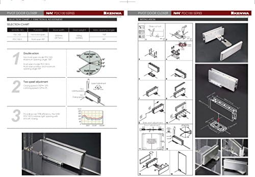 NHN Hydraulic Self Closing Pivot Door Closer (Hold Open) for Glass Door + Top...
