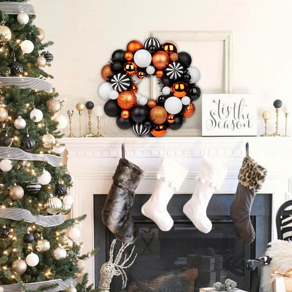 Halloween Ball Wreath 13" Xmas Wreaths Ornaments Glitter Thicken Shatter...