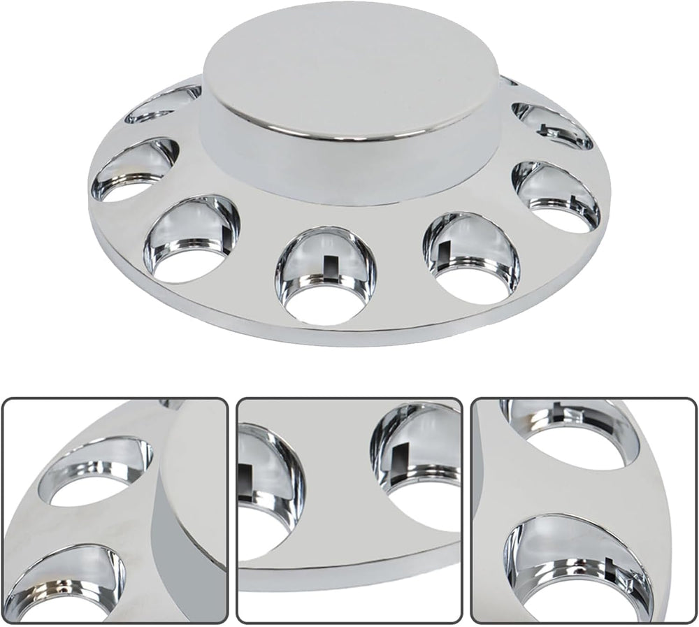 33mm Chrome ABS Flat Top Axle Cover Complete Set with Removable Hubcaps and S...
