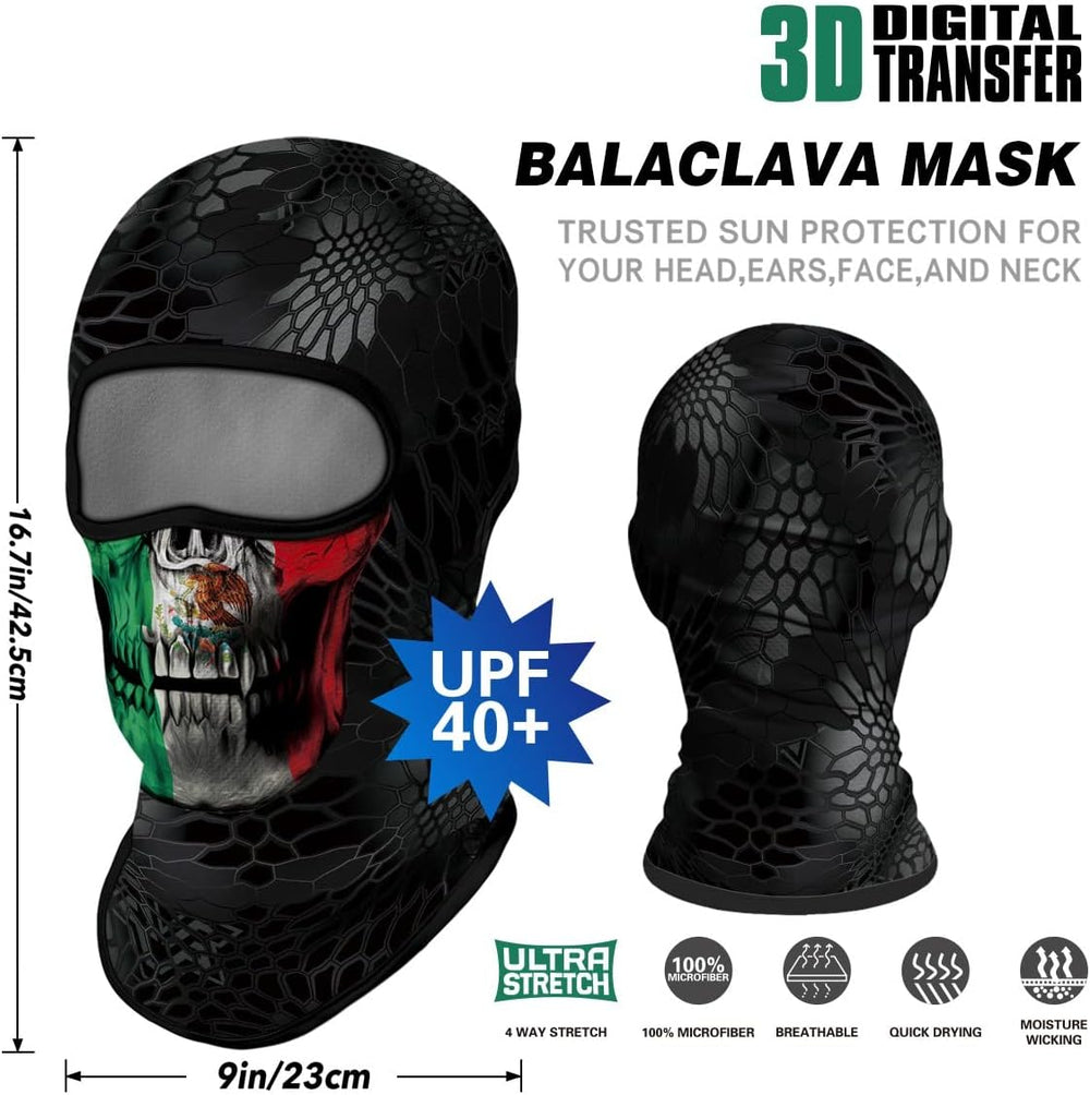 Red Plume 5PCS Ghosts Skull Print Balaclava Full Face Ski Mask UV Protection ...
