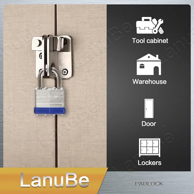 LanuBe Lock Laminated keyed Padlock, keyed Alike Locks, Normal Shackle (12 Pack)