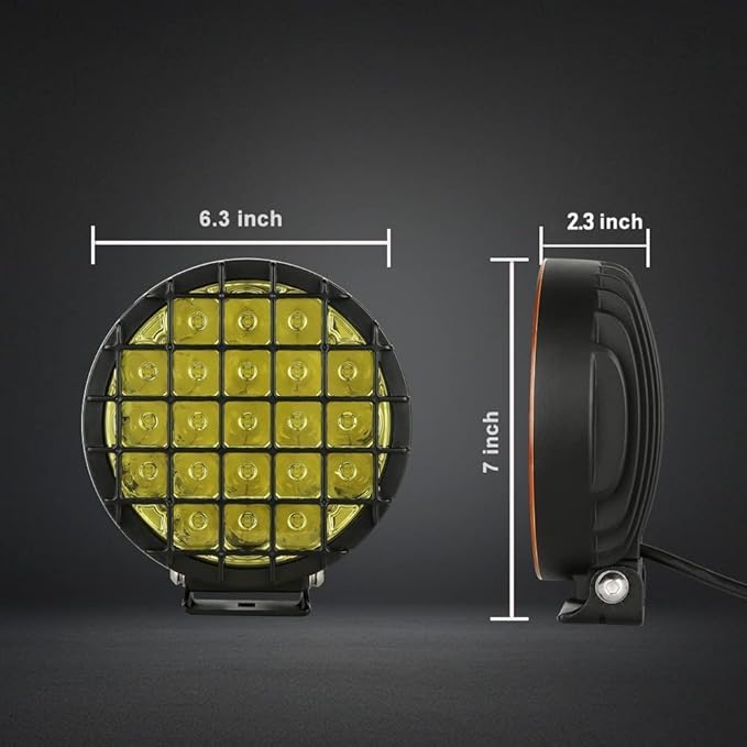 BIGLIONX 6inch 2pcs Amber Round LED Offroad Lights Amber Offroad Driving Fog