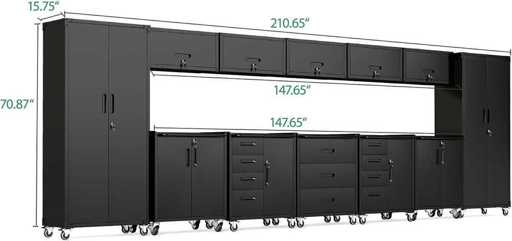 12-Piece Heavy Duty Steel Garage Cabinet System | All-in-One Modular Garage C...