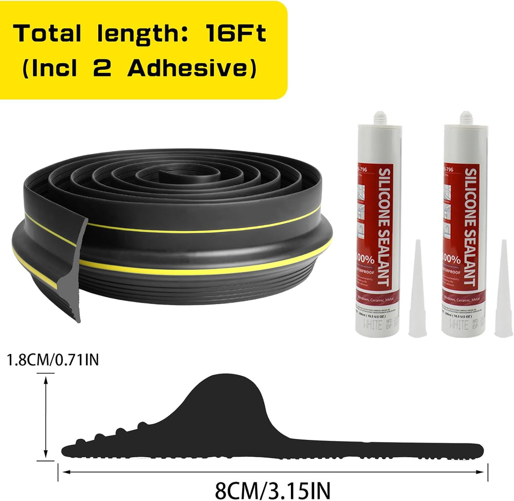 Universal Garage Door Bottom Threshold Seal Rubber Strip with Adhesives, DIY ...