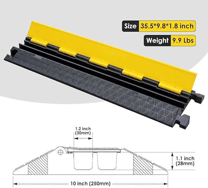 Heavy-Duty Rubber Cable Protector Ramp (4-Pack)