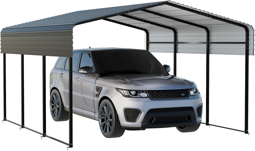 NUGRIART Metal Carport 10 x 15 FT with Heavy Duty Frame & Galvanized Stee...