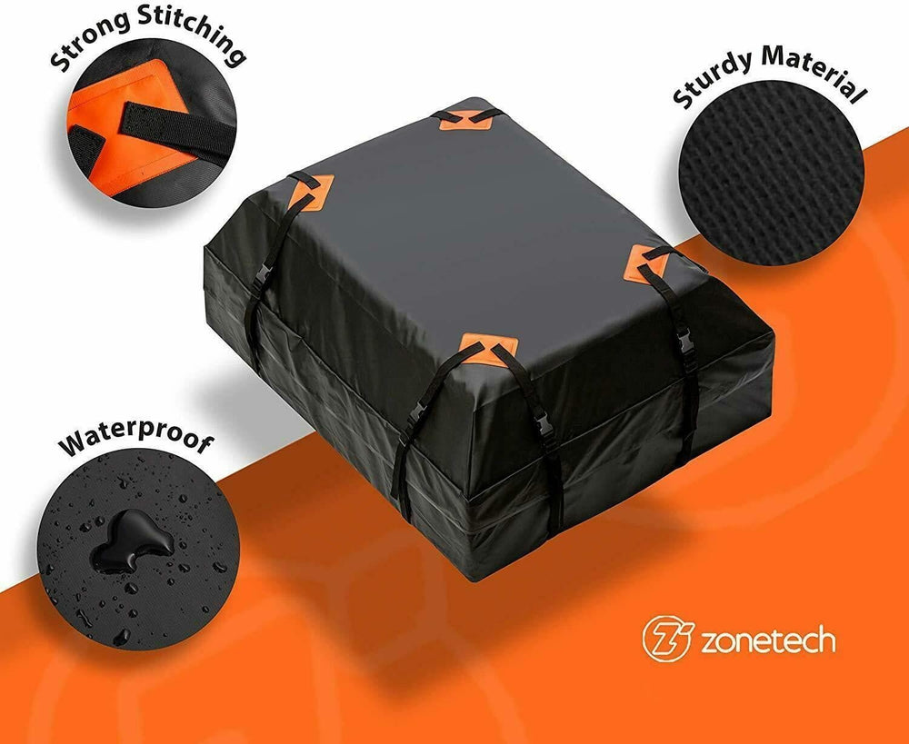 ZONETECH Durable Roof Top Waterproof Cargo Bag -Classic Black 15 Cubic Feet P...