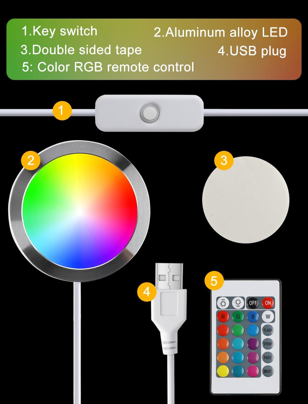 10PCS RGB Remote Control LED Lamp Kits 001 for Bambu Lab 3D Printers A1/P1/X1...