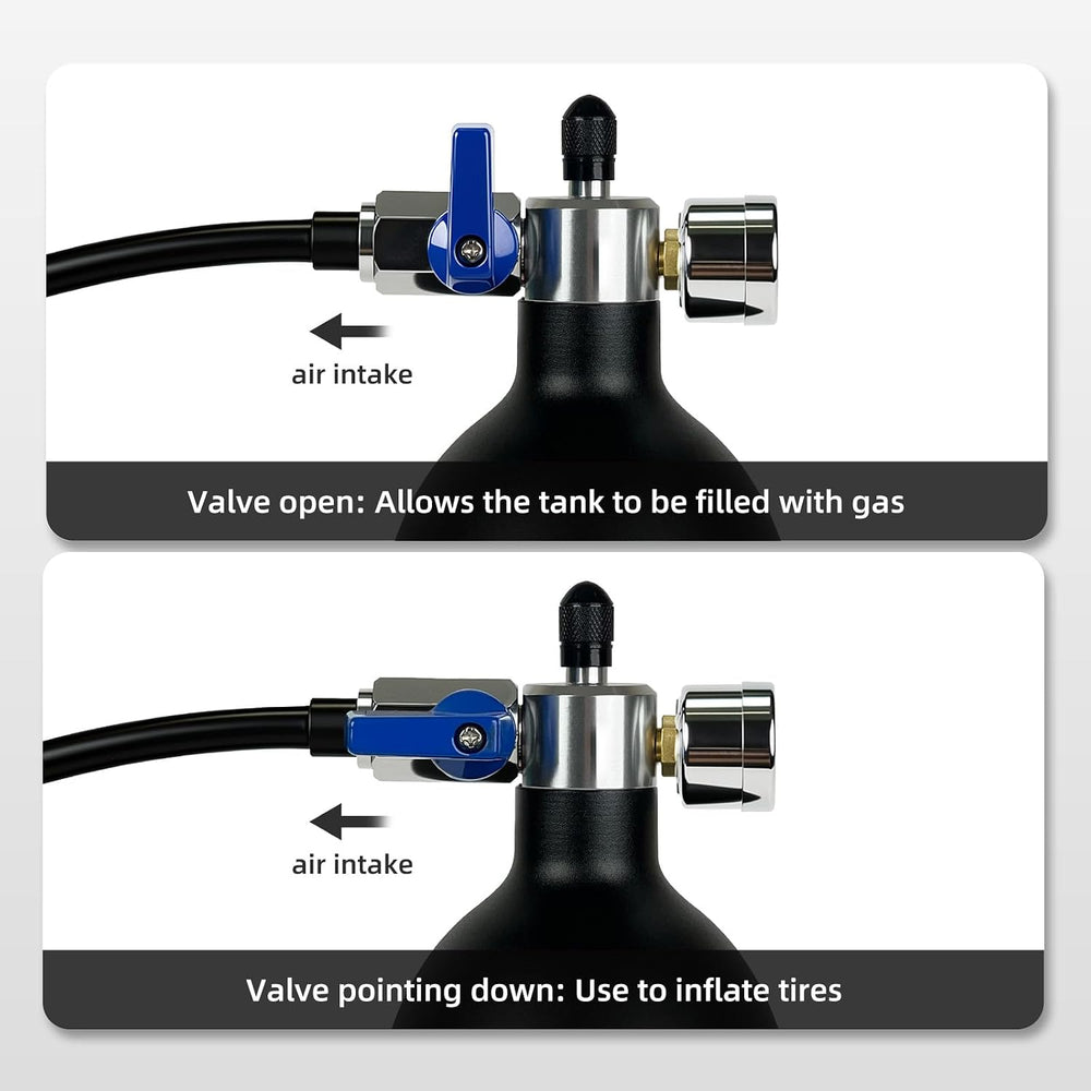 Tubeless Tire Inflator 1.3L with Pressure Gauge - Aluminum Alloy Tubeless Bik...
