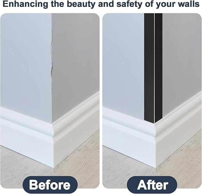 4PCS 45" Black Metal Corner Protectors, Aluminum Self Adhesive Corner Gu...