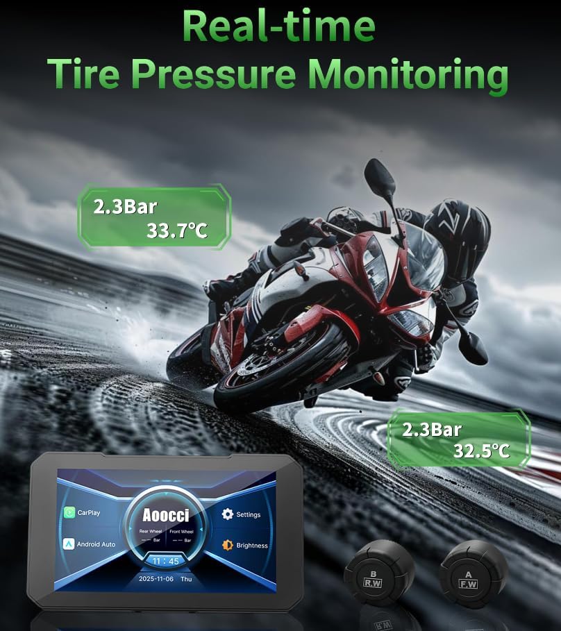 C3 Plus Motorcycle Carplay, 5-inch HD Touchscreen, GPS Navigation System with...