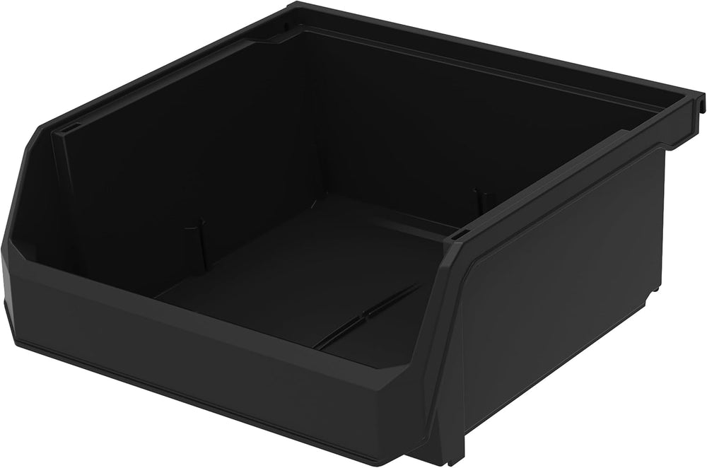 ReadySpace Medium-Wide Stackable Plastic Storage Bins, 4-Pack, Black