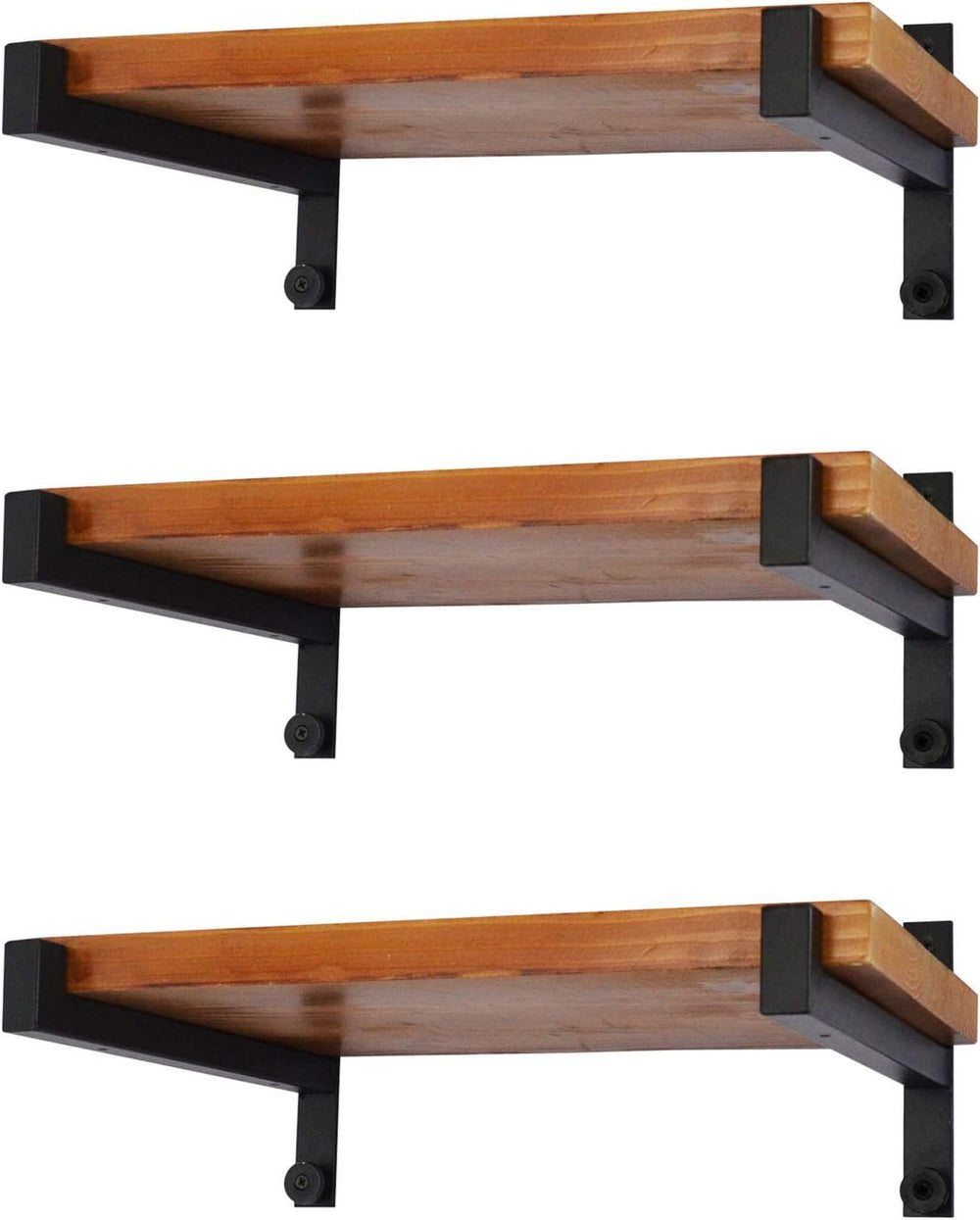 EZYDECOR 6 Pack Heavy Duty Shelf Brackets with Lip 12 Inch Black