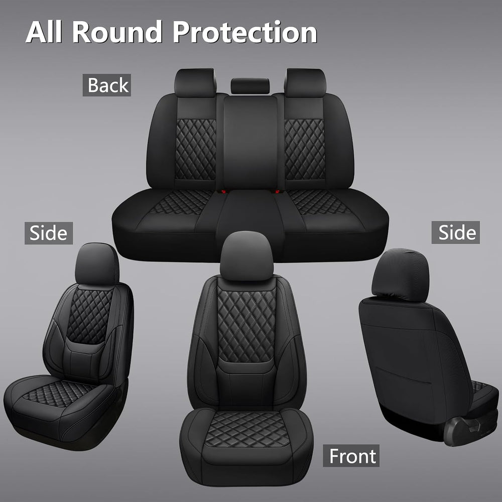 Black Faux Leather 5-Seat Car Seat Covers Full Set