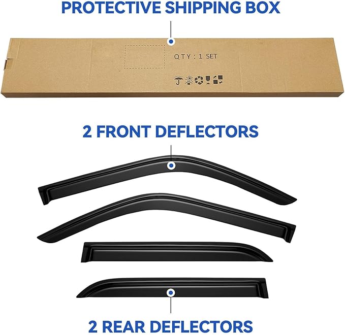Window Visors Rain Guards for 1996-2002 Toyota 4Runner, Out-Channel Window Vent