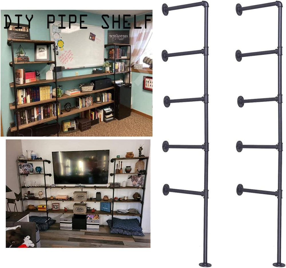 Industrial Wall Mount Iron Pipe Shelf Bracket,Vintage Retro Black DIY Open Bo...