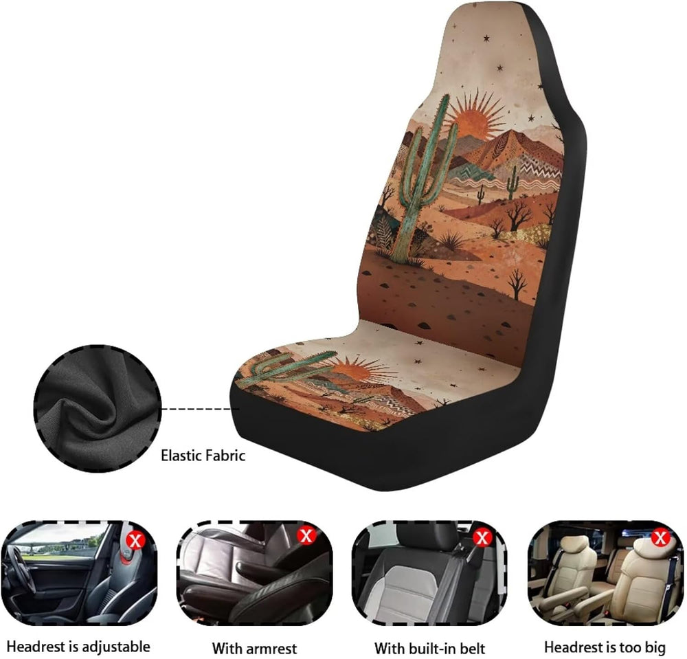BIGCARJOB Desert Cactus Car Seat Cover Full Set Universal Car Interior Access...