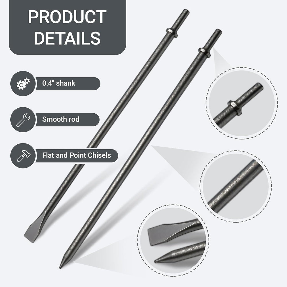22โPiece Air Hammer Bits Set,0.401 Inch Shank Pneumatic Chisel Bits Kit,Cr-Mo...