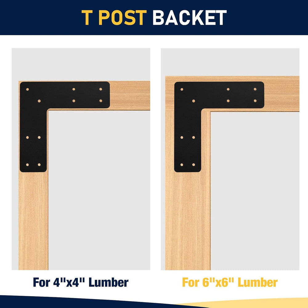 L Post Bracket 4PCS, 10x10'' L Flat Mending Plate for 4x4,6x6 Post