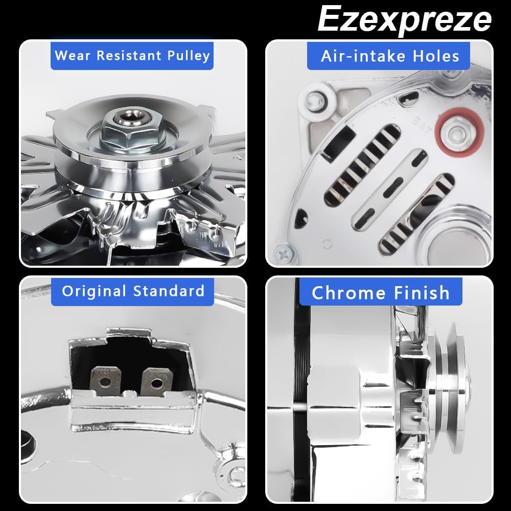 New Chrome 1 Wire Self Exciting Alternator High Output 120Amp Replacement for...