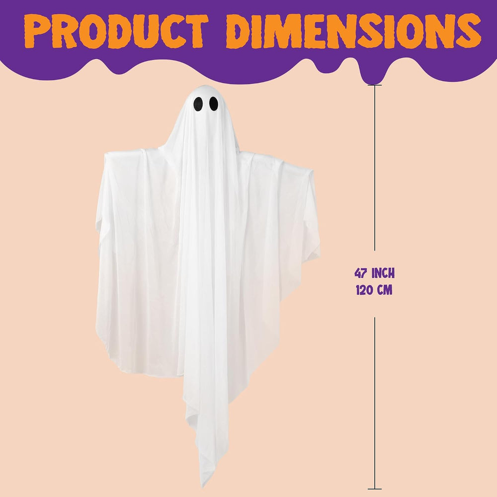 JOYIN Halloween Hanging Light up Ghost, 47" White Ghosts with Purple LED...